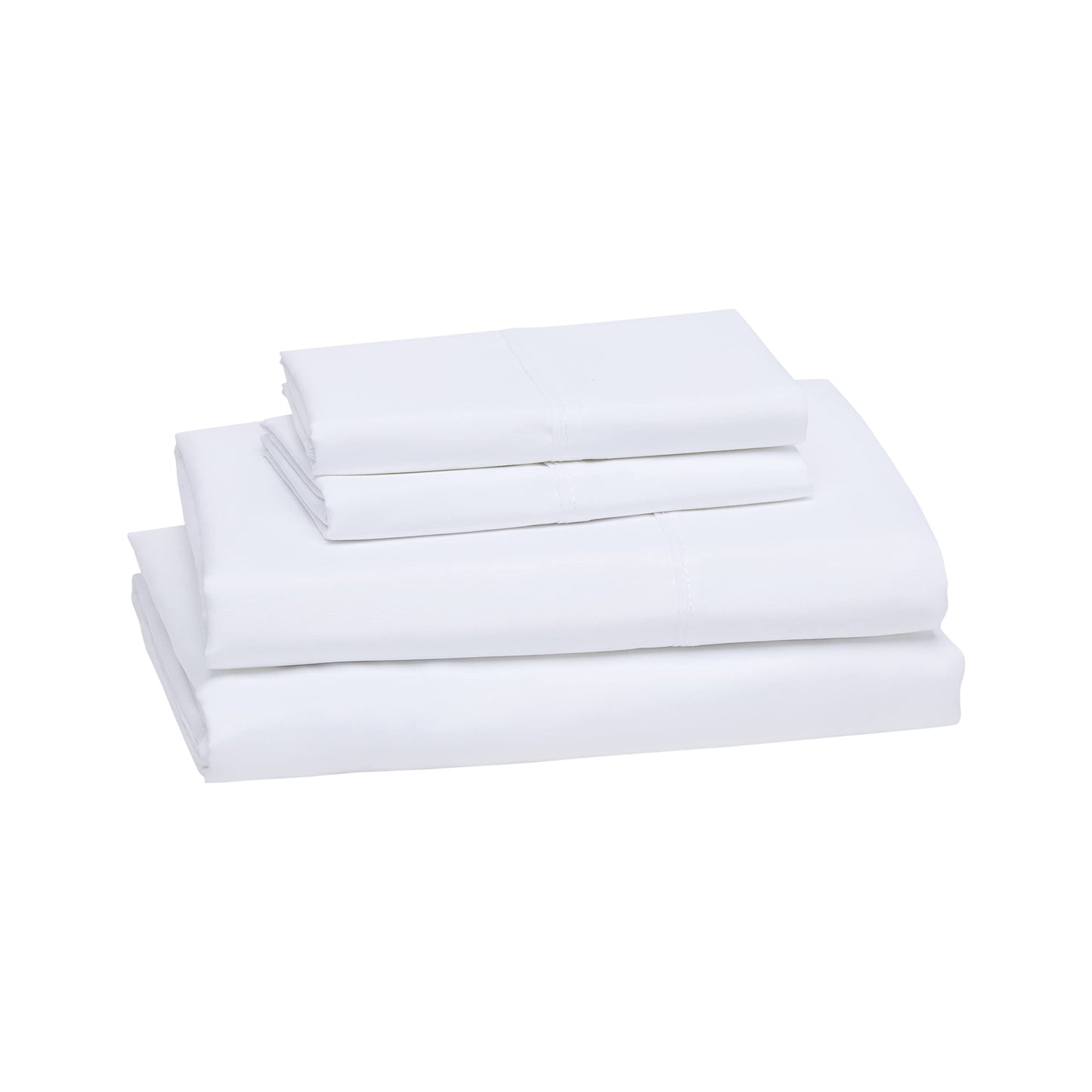 Amazon Basics Lightweight Super Soft Easy Care Microfiber 4-Piece Bed Sheet Set with 14-Inch Deep Pockets, Full, Bright White, Solid